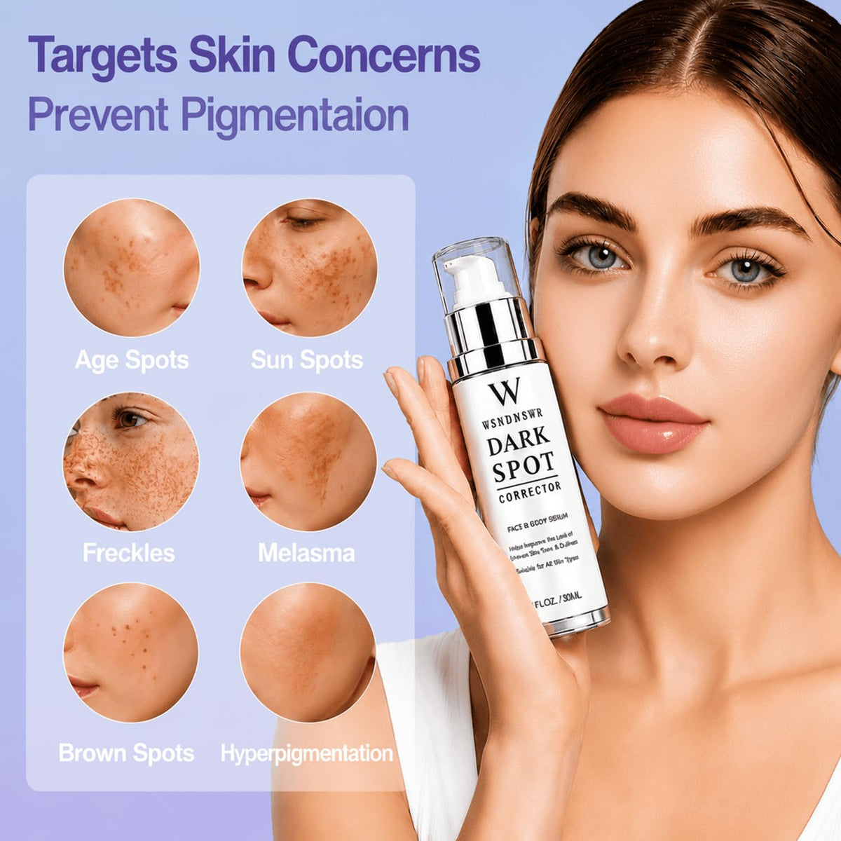 WSNDNSWR applying serum to cheek to show even coverage and spot targeting