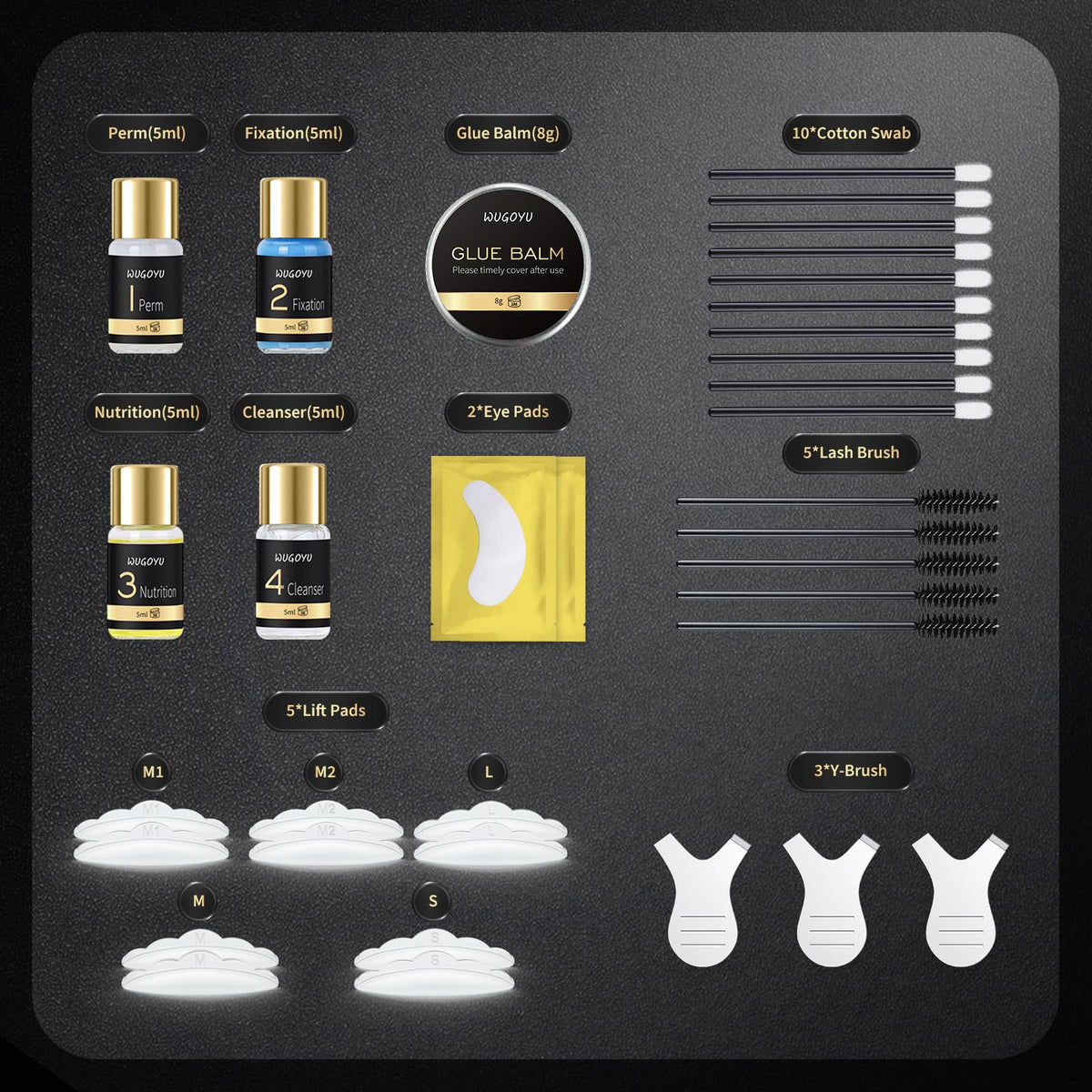 WUGOYU tools and components laid out for easy salon-style application