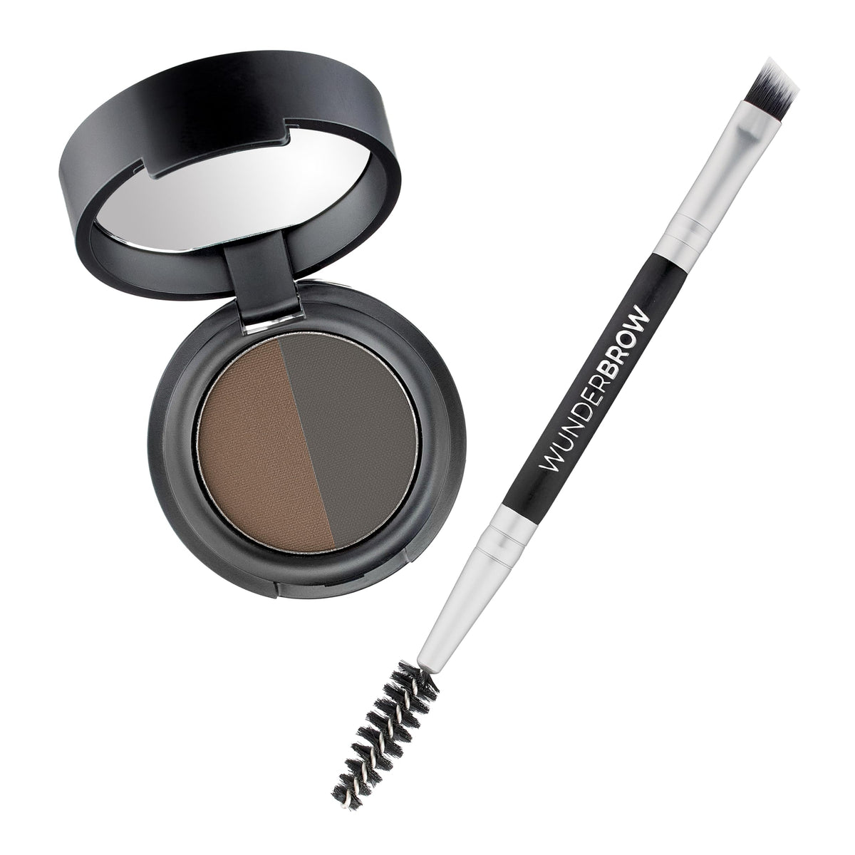 WUNDERBROW compact front view showing sleek packaging and portability benefit