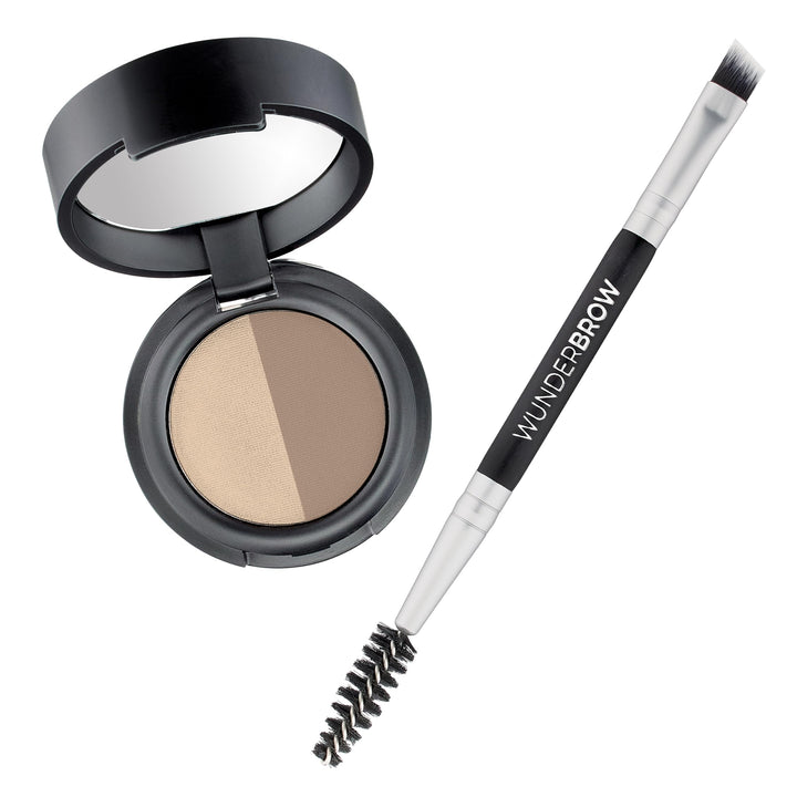 WUNDERBROW compact front view showing blonde duo and travel-ready design