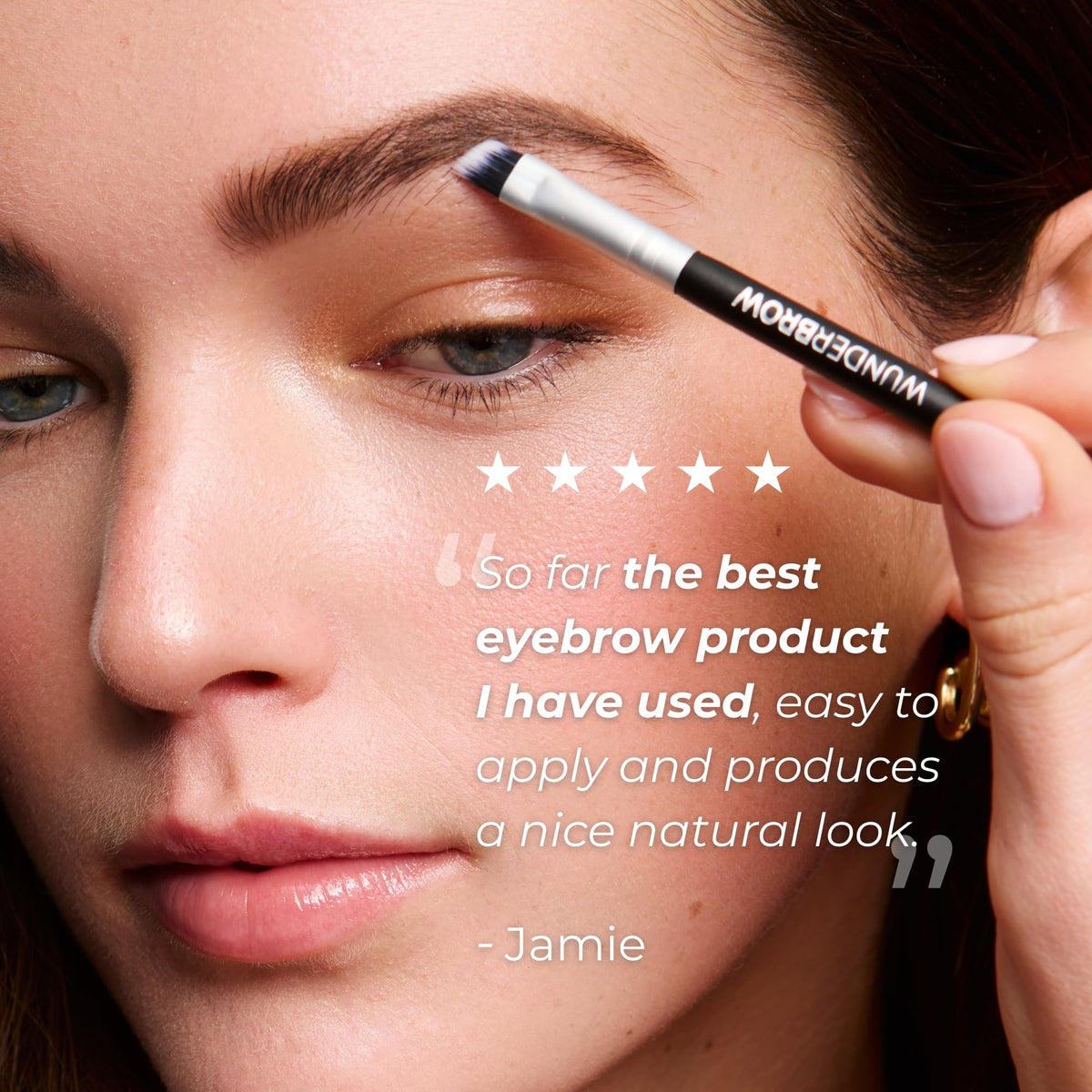WUNDERBROW compact beside cosmetics bag, ideal for on-the-go touch-ups