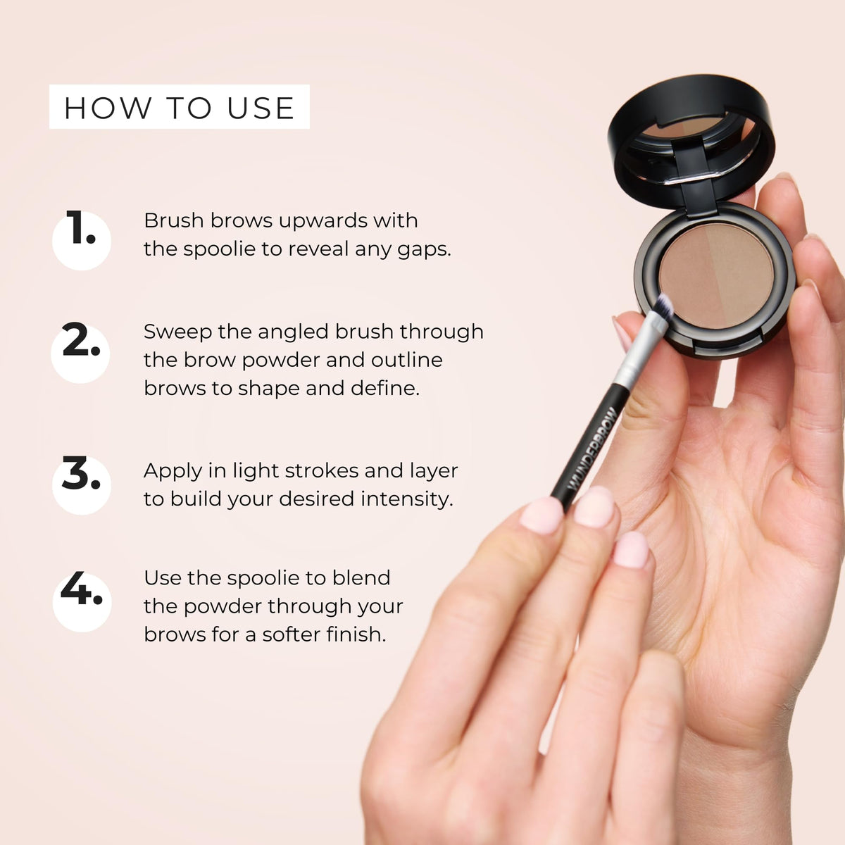 WUNDERBROW compact in hand to show scale and pocket-friendly benefit