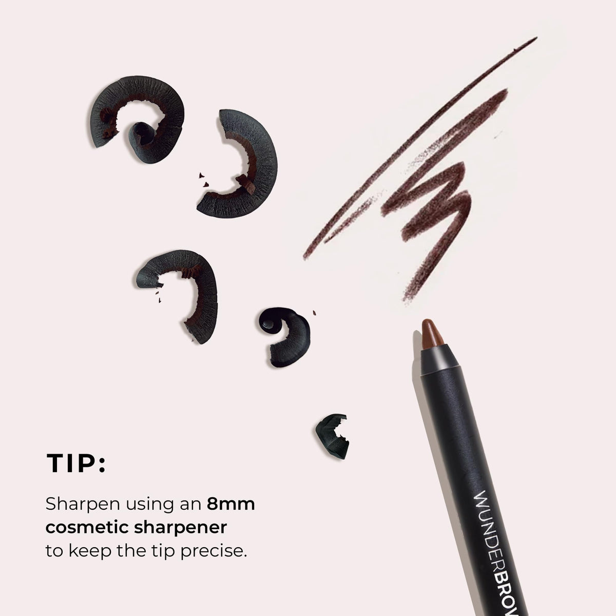 WUNDERBROW with cosmetic sharpener showing size and practical maintenance