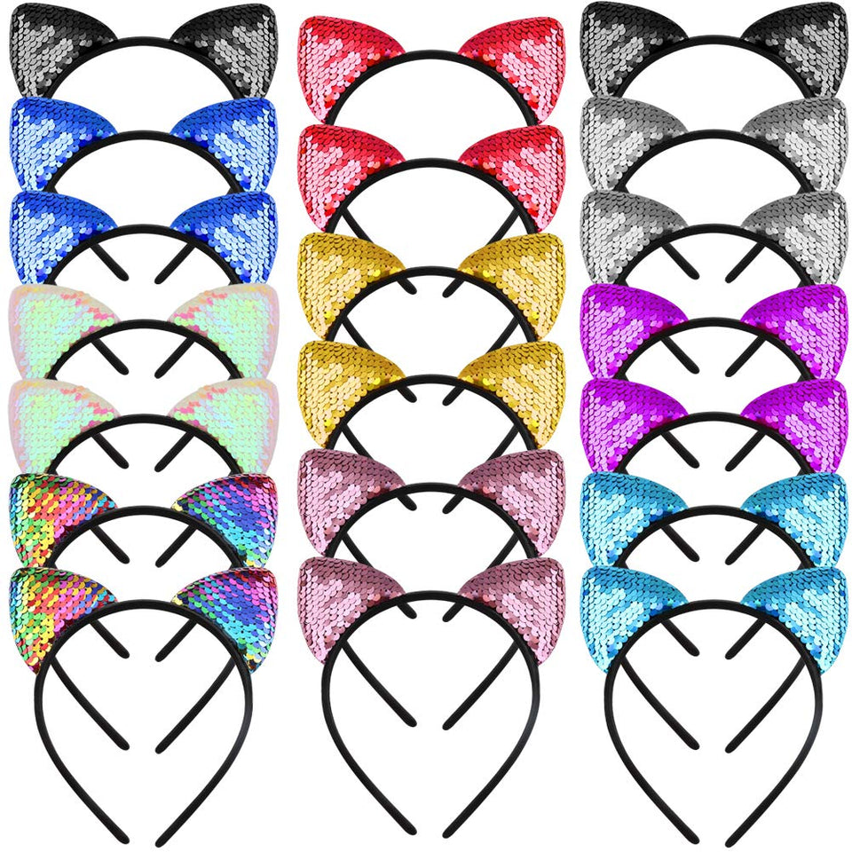WXJ13 front packaging showing 20 reversible cat ear headbands and easy styling benefits