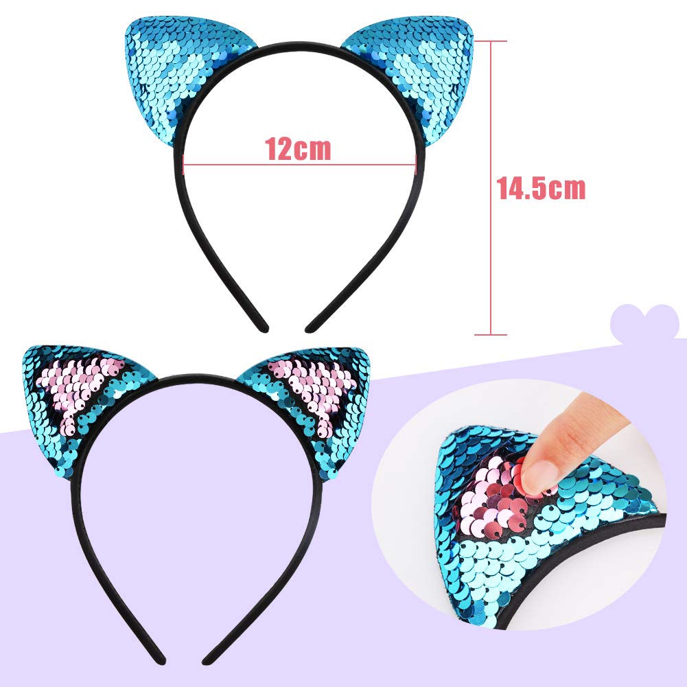 WXJ13 sequin close-up on cat ear showing reversible texture and sparkle for looks
