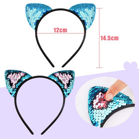 WXJ13 sequin close-up on cat ear showing reversible texture and sparkle for looks