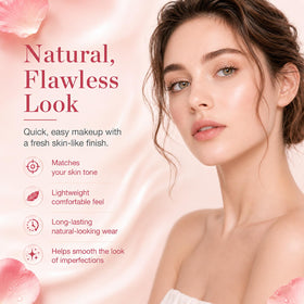 X psblty application with sponge on face, shows easy blending and buildable coverage benefit