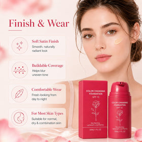 X psblty lifestyle application at mirror, portrays natural luminous finish benefit