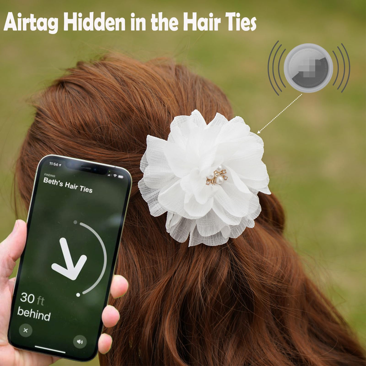 XEEWEN flower pod close-up showing silicone texture and discreet AirTag concealment