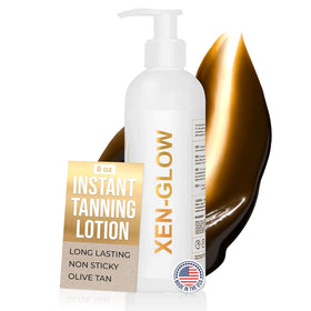 XEN-GLOW front packaging showing bottle and olive tint for natural color