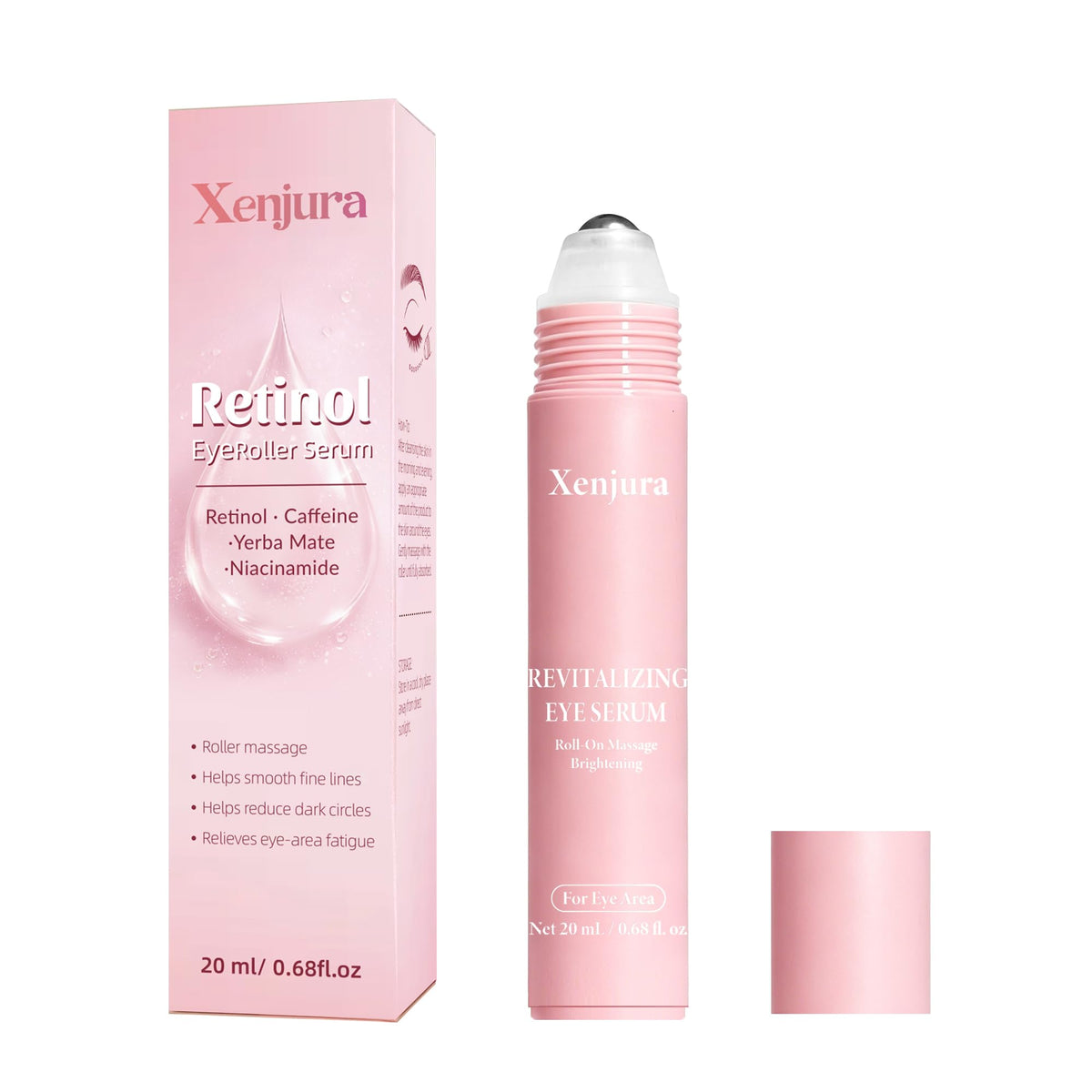 Xenjura front packaging showing bottle and branding, highlights compact design