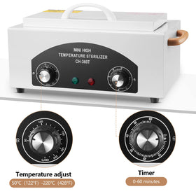 XESSCARE sterilizer in use with nail tools arranged on tray illustrating efficient tool care