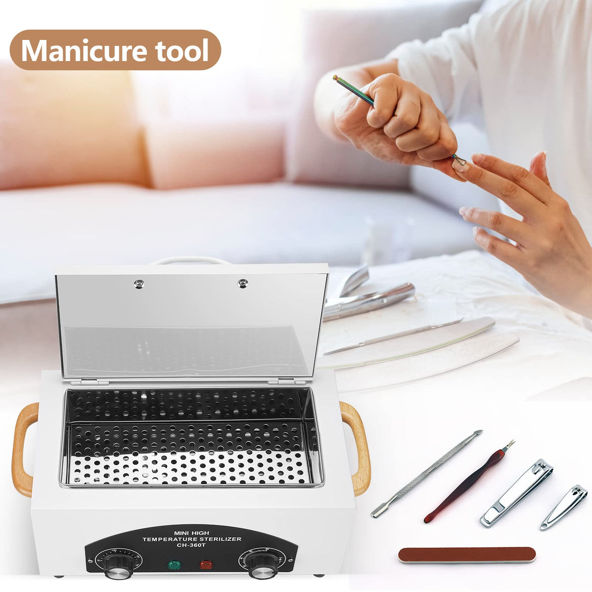 XESSCARE unit on salon counter next to tools showing compact footprint and space-saving