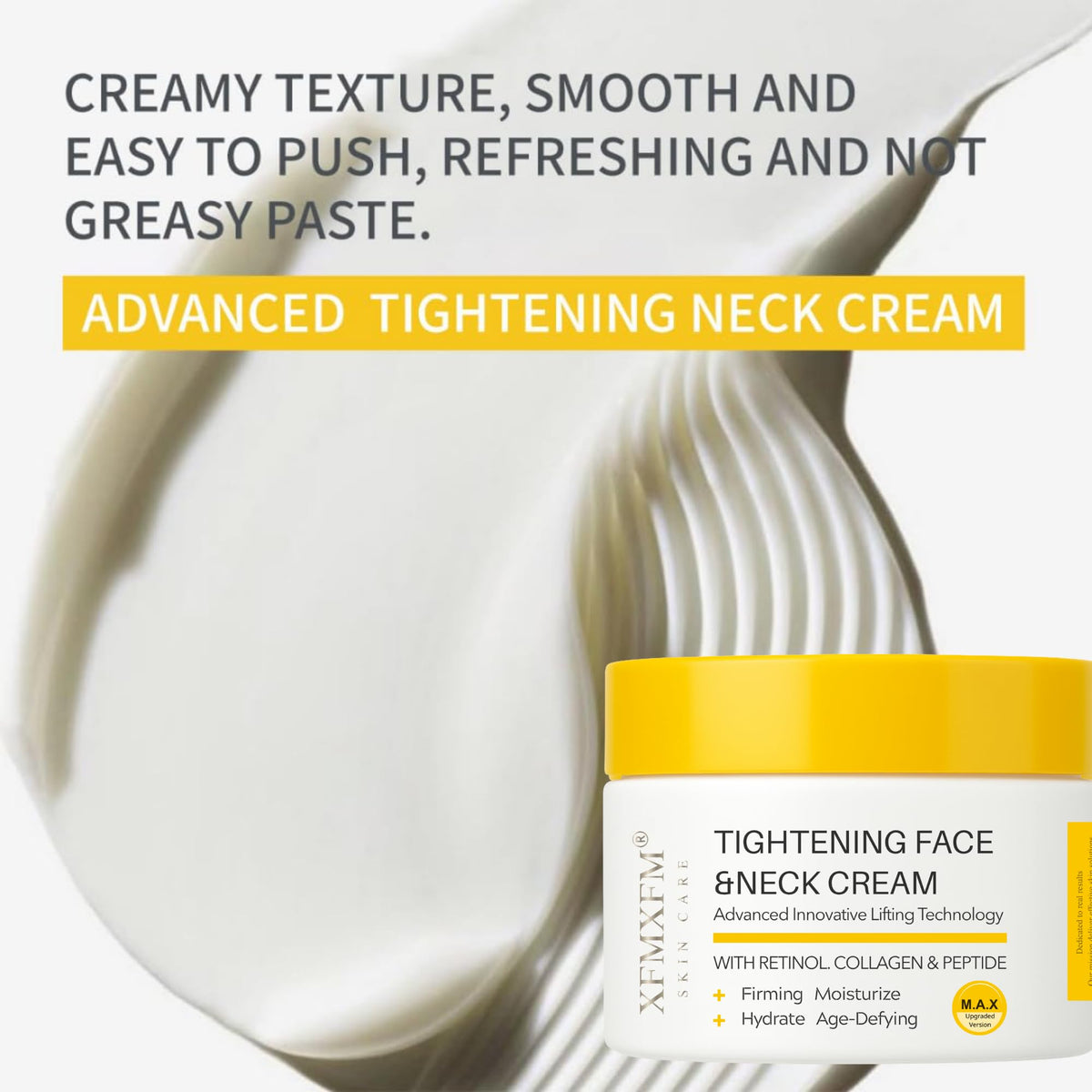 XFMXFM cream on palm with ingredient focus for gentle effectiveness