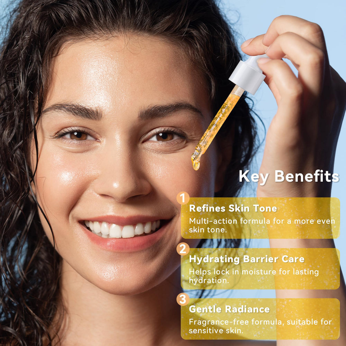 XIANUI dropper dispensing serum into hand for easy daily use