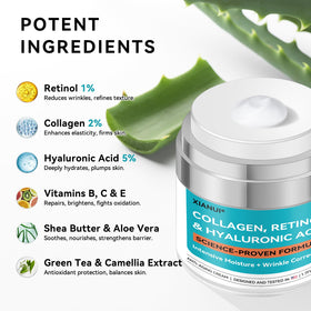 XIANUI retinol ingredient visual highlighting 1% retinol for renewal benefit