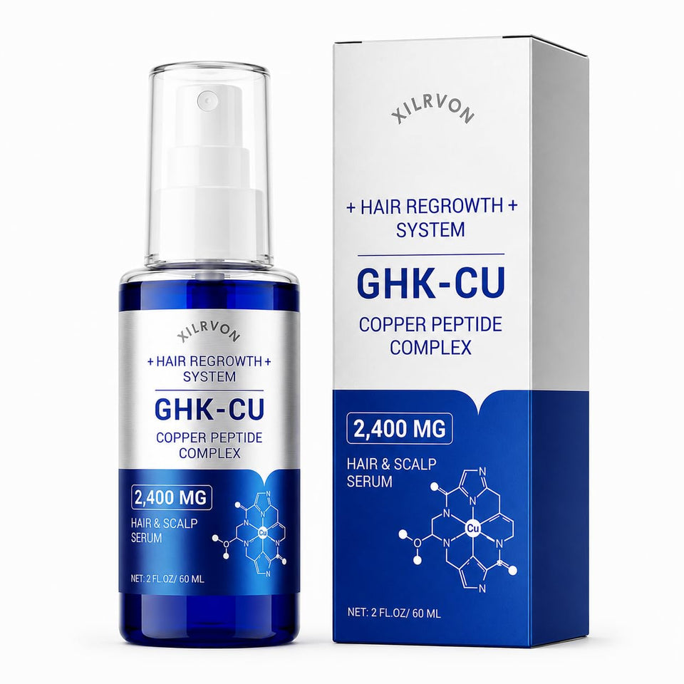 XILRVON front packaging showing copper peptide serum and benefits