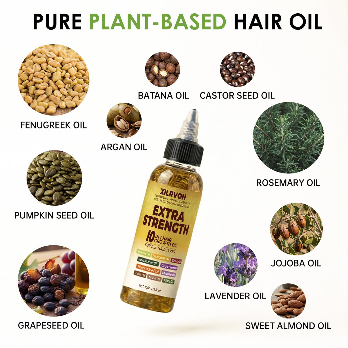 XILRVON ingredients arrangement with rosemary and fenugreek for botanical credibility