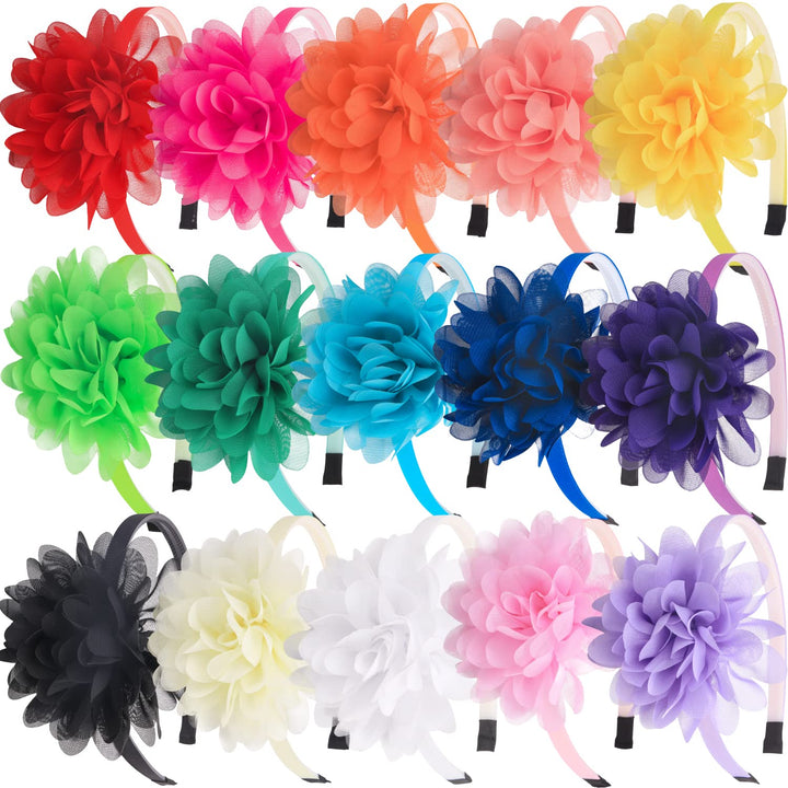 XIMA front view of 15-piece headband pack showing colorful flowers and packaging, stylish variety benefit