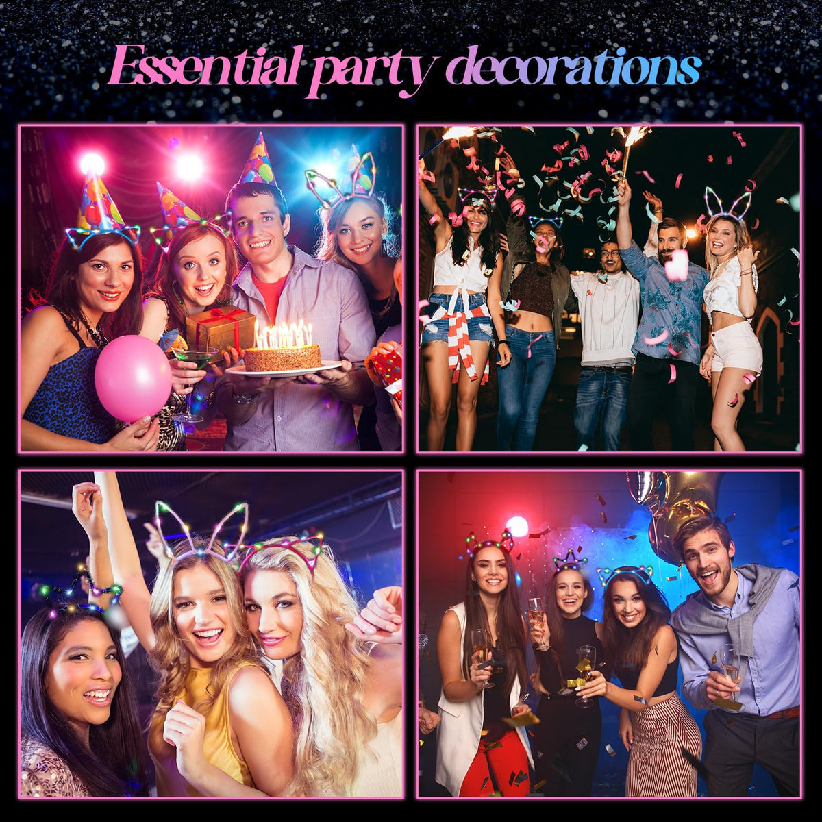 Xinnun headband worn at a party demonstrating bright LEDs and festive atmosphere