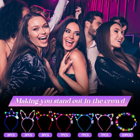 Xinnun rabbit ears worn at a rave demonstrating visible LED effect