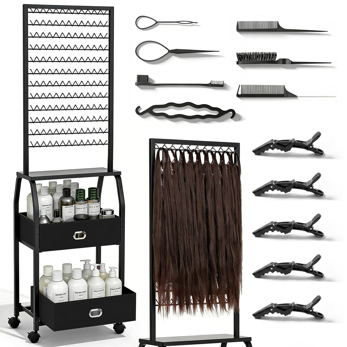 XINTUO front view of 288-peg rack showing professional storage benefit