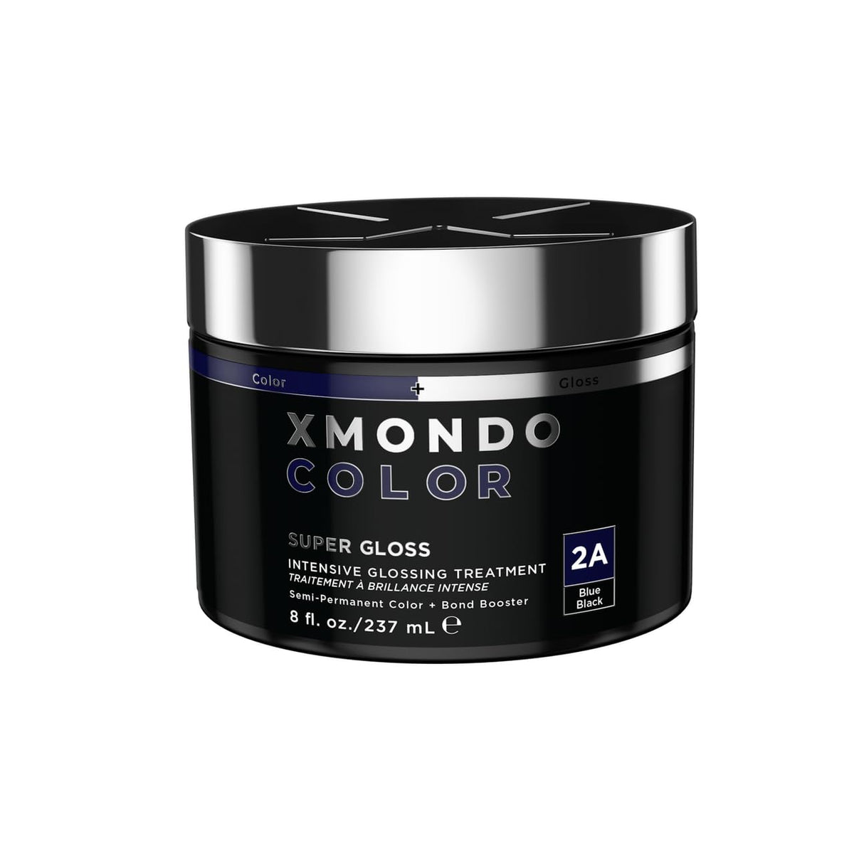 XMONDO jar front view showing product label and benefit of glossy color