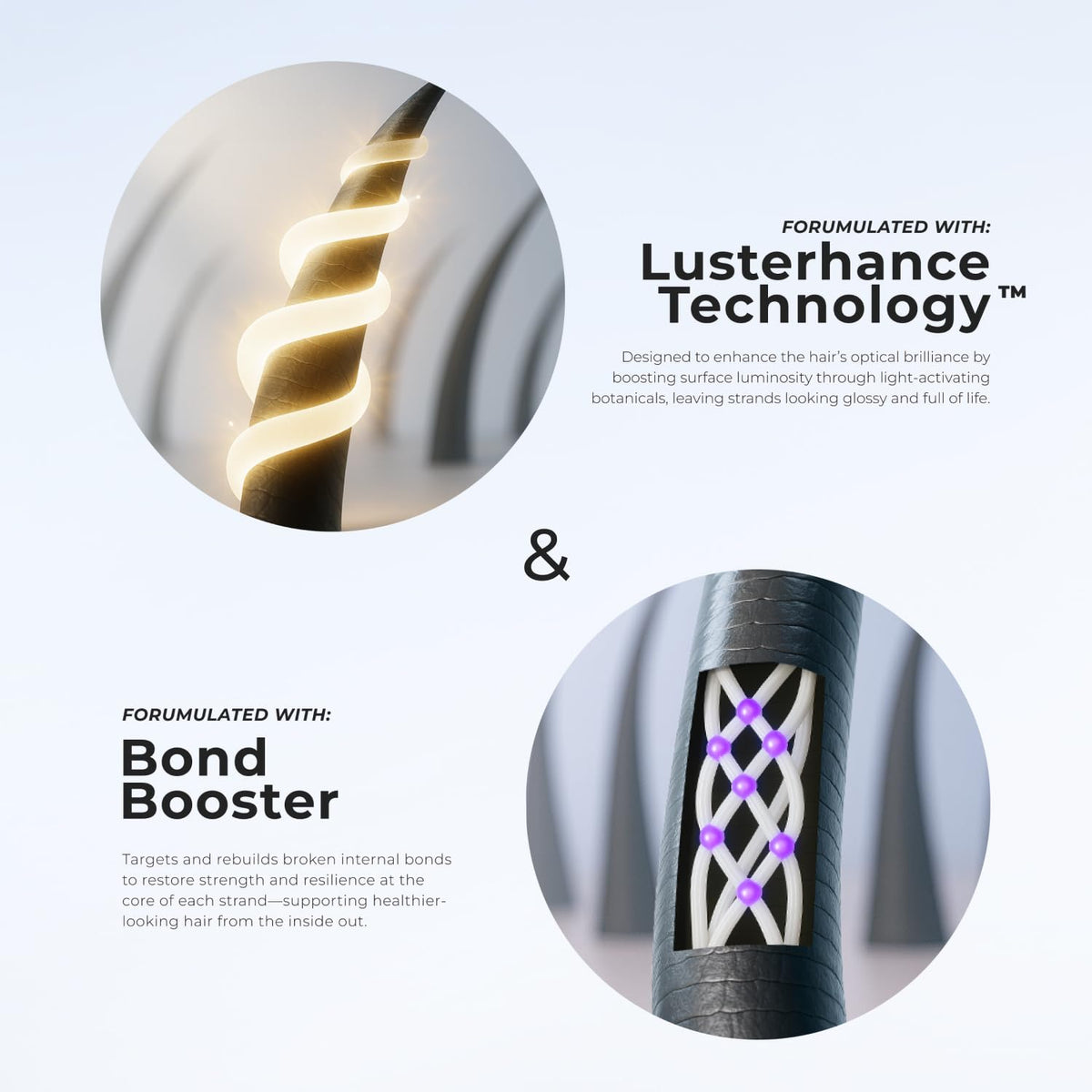 XMONDO label detail highlighting vegan, cruelty-free and bond boosters