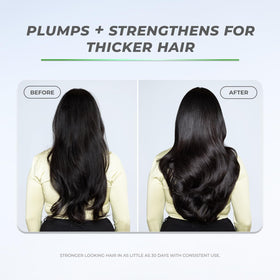 XMONDO before and after hair comparison showing plumper strands