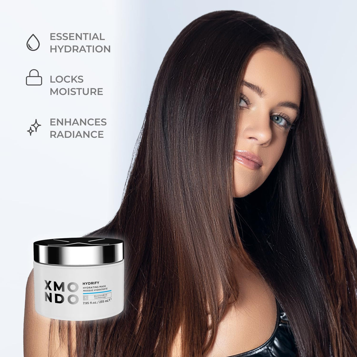 XMONDO Hydrify being applied to damp hair for deep moisturization