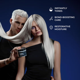 XMONDO applying mask to damp hair demonstrating ease of use and in-shower application