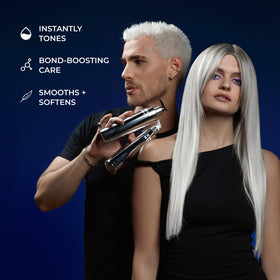 XMONDO applying conditioner to blonde hair demonstrating smooth application