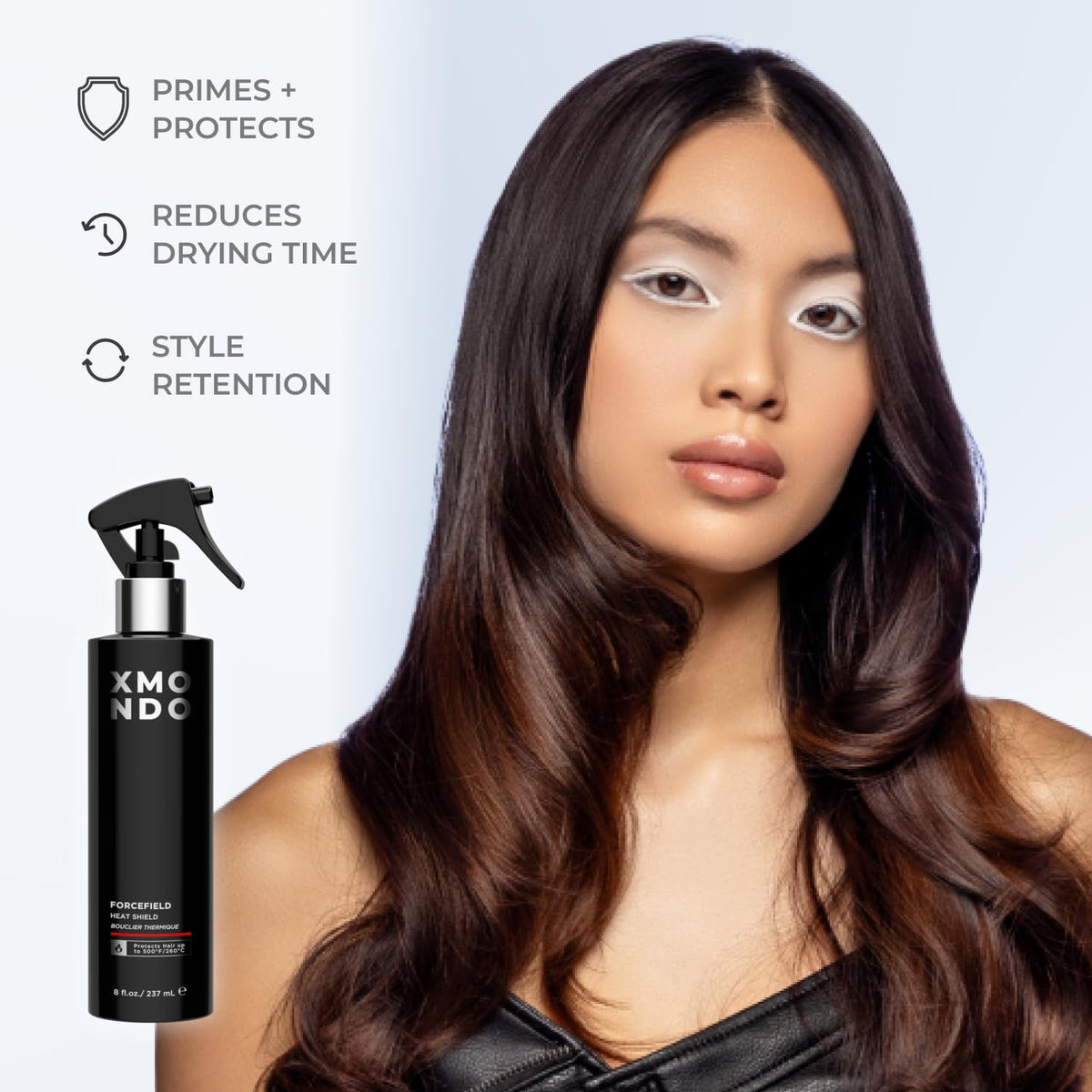 XMONDO texture close-up on hair strand showing smooth shine