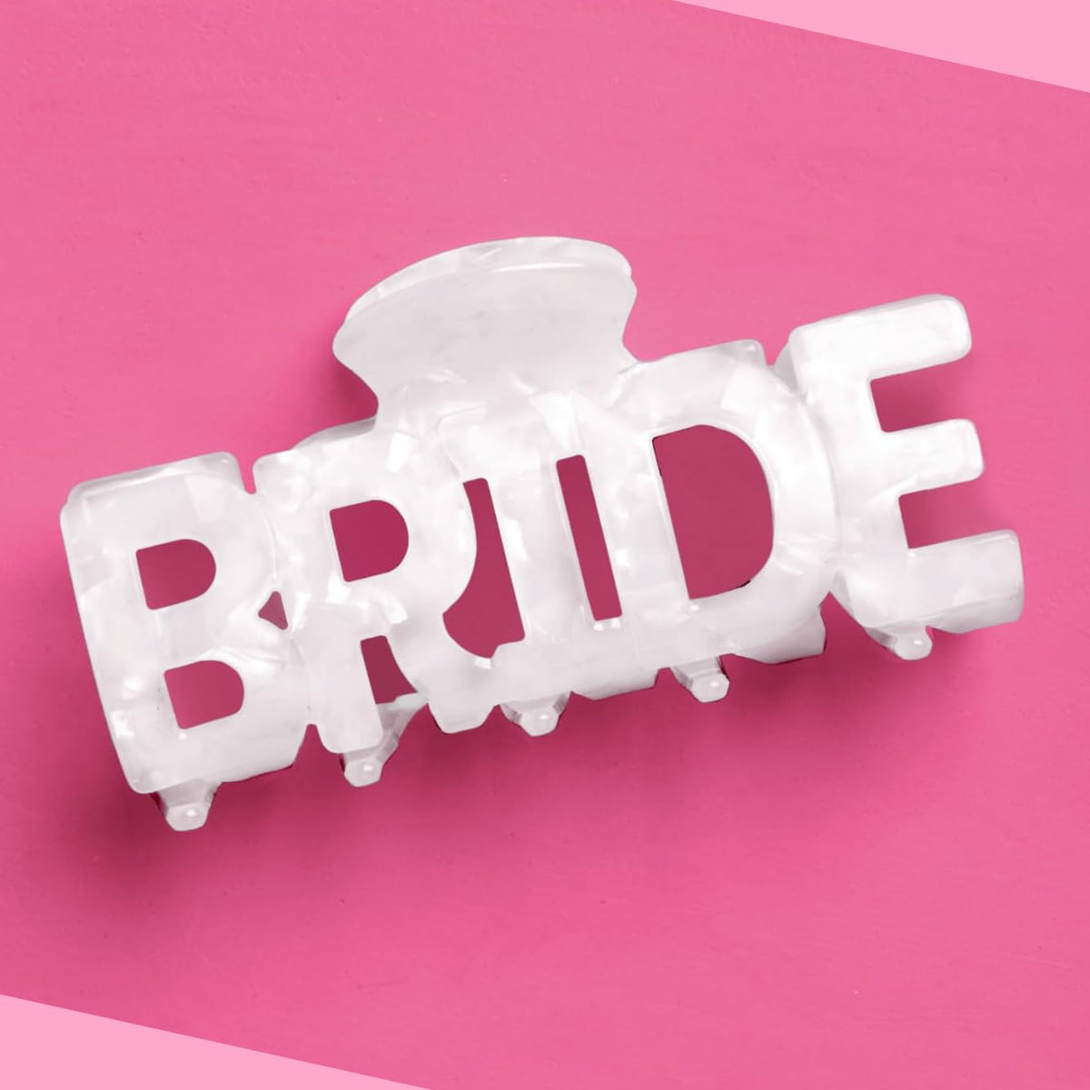 xo, Fetti front view of bride claw clip shows pearl marble elegance and wearable charm