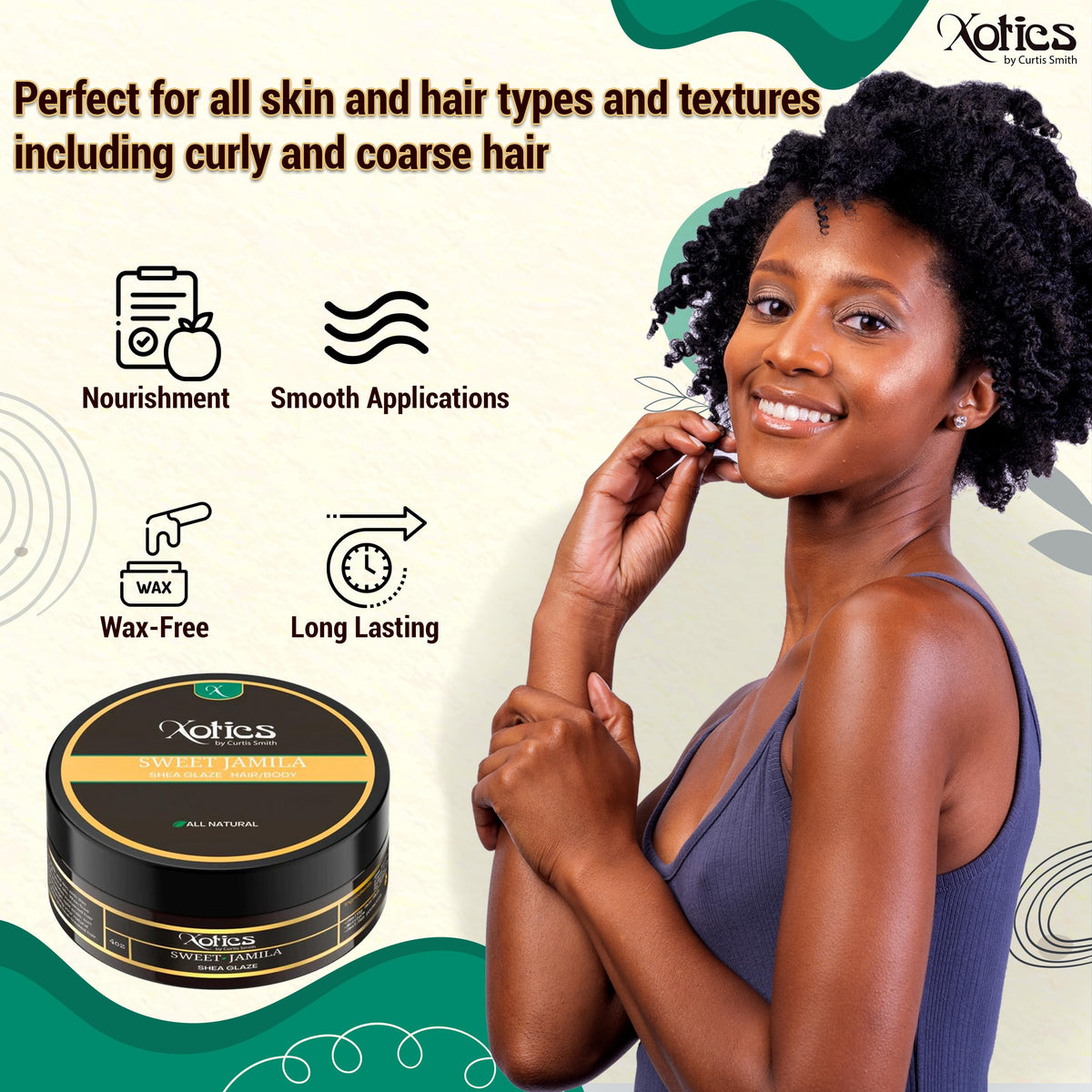 Xotics by Curtis Smith smoothing on scalp to reduce flakiness and hydrate