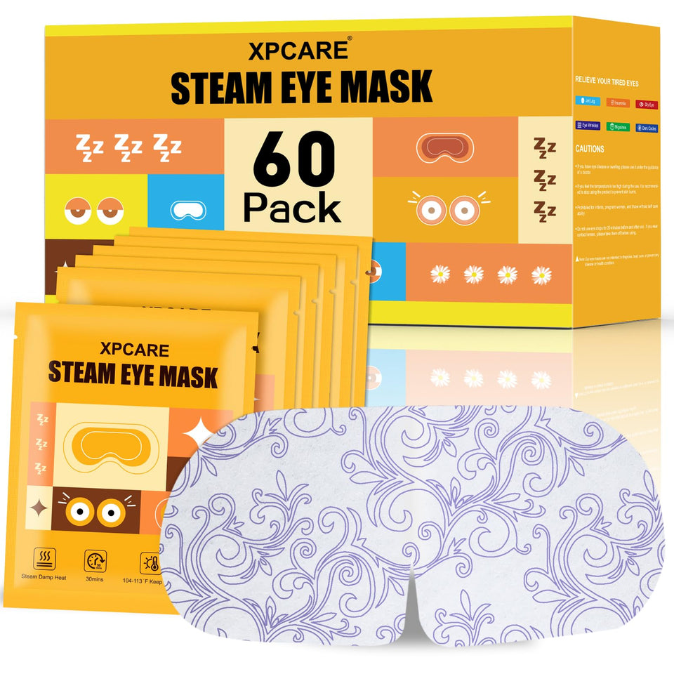 XPCARE front packaging showing 60 chamomile steam eye masks and contents