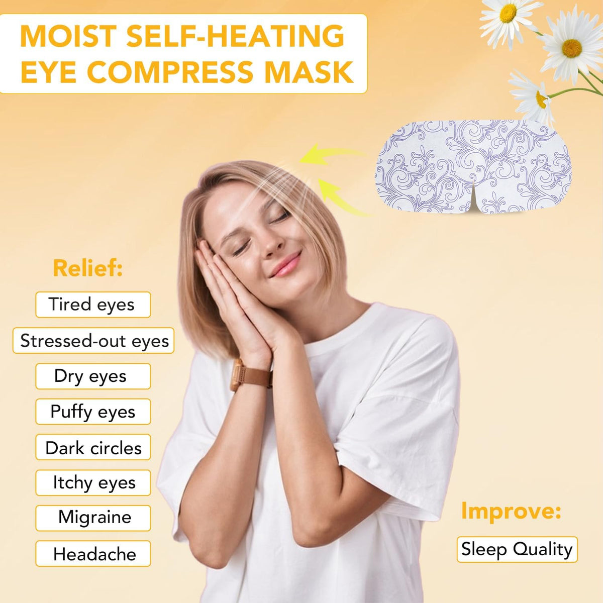 XPCARE close-up of single chamomile mask fabric showing soft texture and comfort