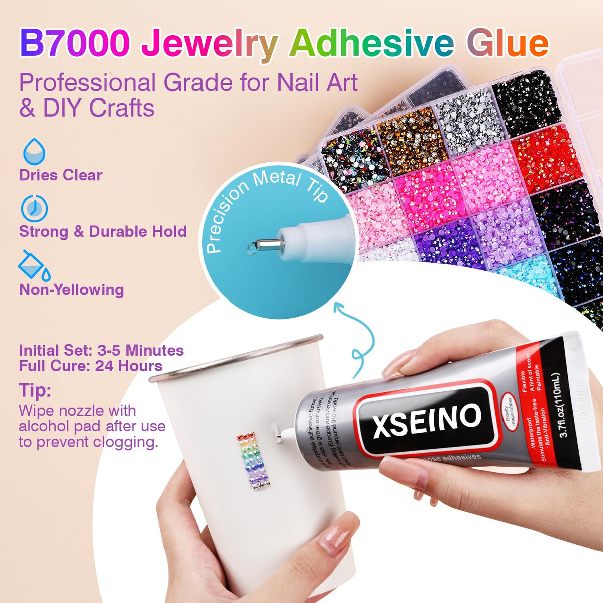 XSEINO color swatches close-up displaying 48 vivid hues for accurate selection