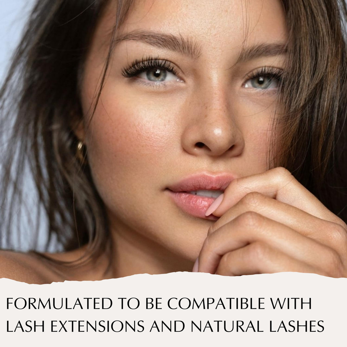 Xtreme Lashes applied on model creating clean winged eyeliner look