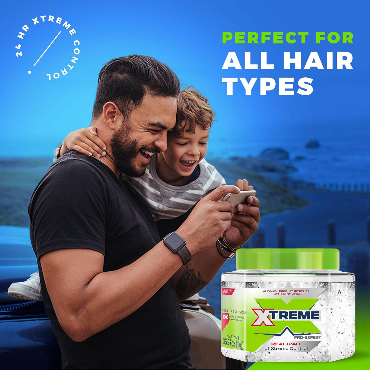 Xtreme gel applied to wet hair for firm hold and styling control