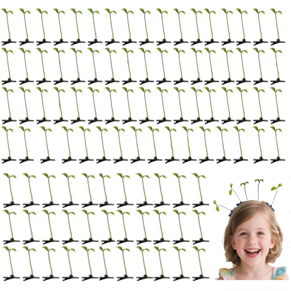 Xtzggys front view of 100 green bean sprout clips, cheerful bulk value