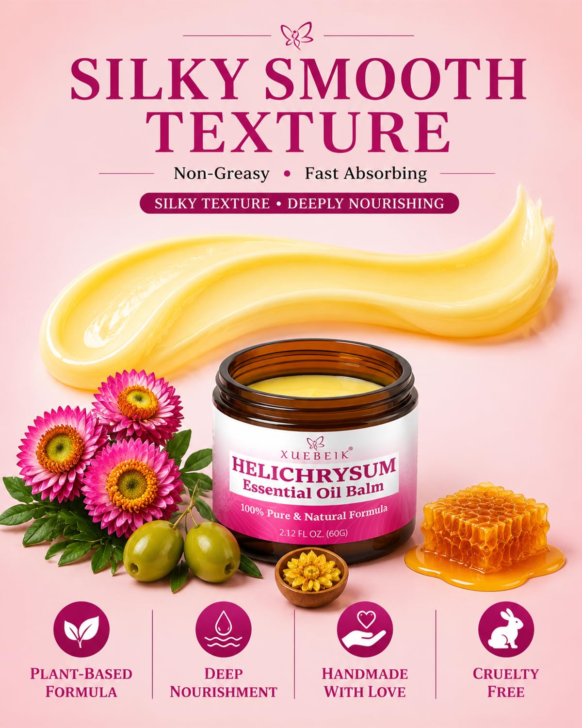 XUEBEIK balm creamy texture close-up illustrating rich moisture delivery benefit