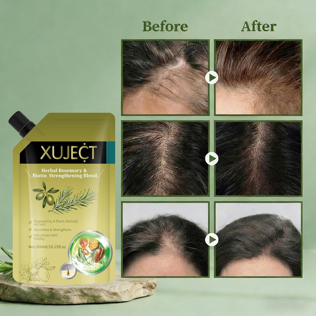 XUJECT shampoo lather texture demonstrating gentle cleansing and lightweight volume