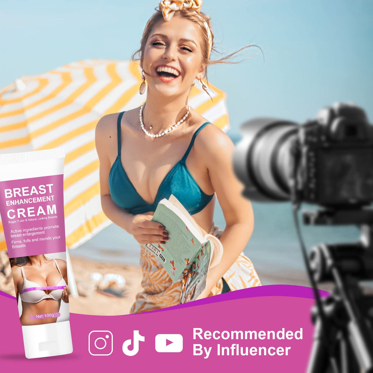 XUNIQ on model décolletage in lifestyle setting showcasing lifted appearance