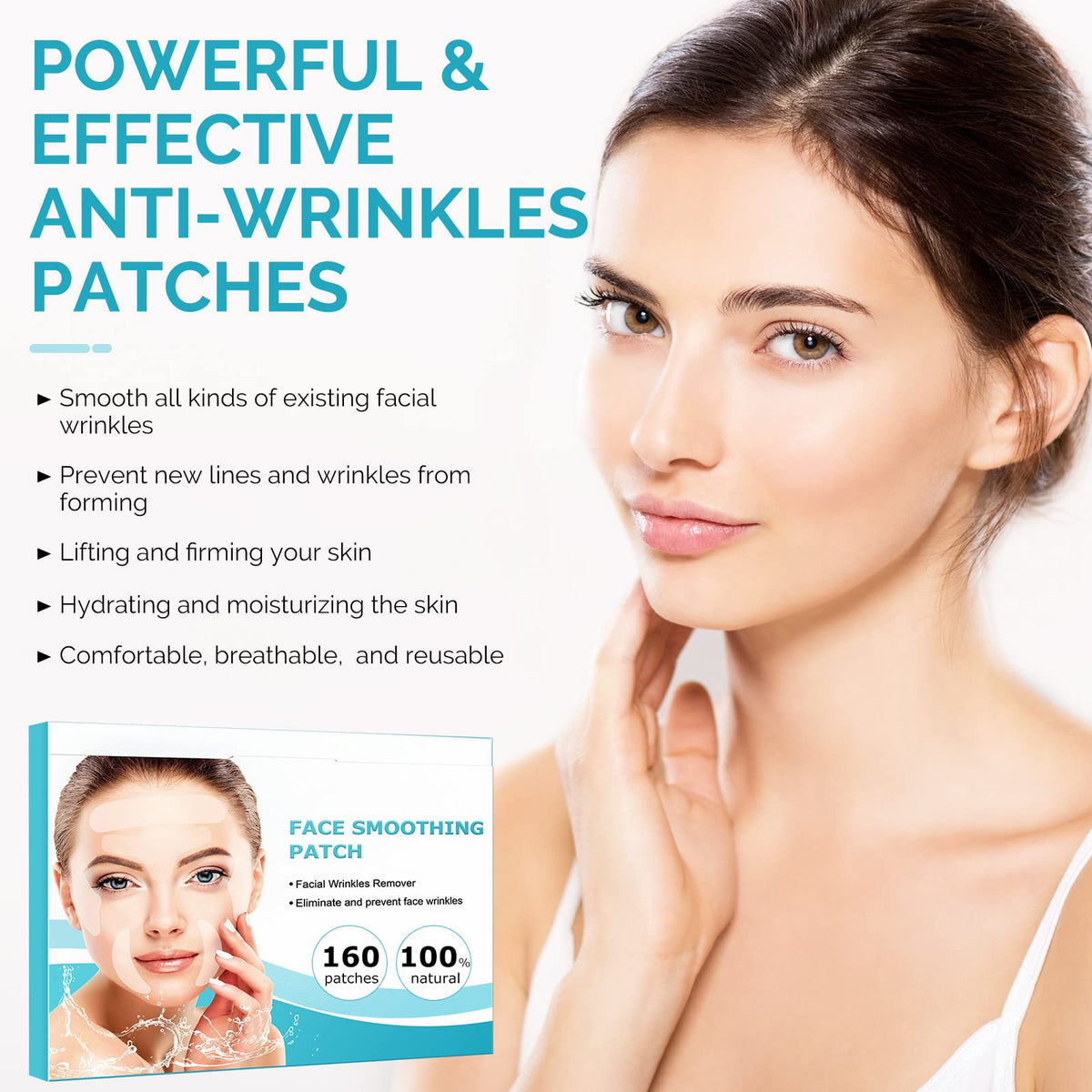 XUNIQ close-up on forehead patch adhesive and smooth finish