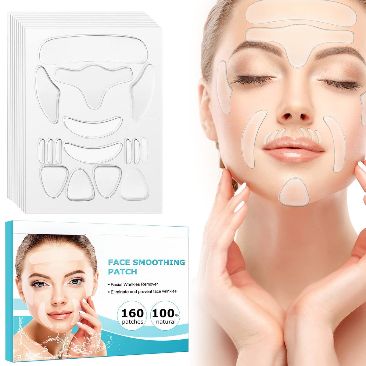 XUNIQ front packaging showing 160 patch set and benefits