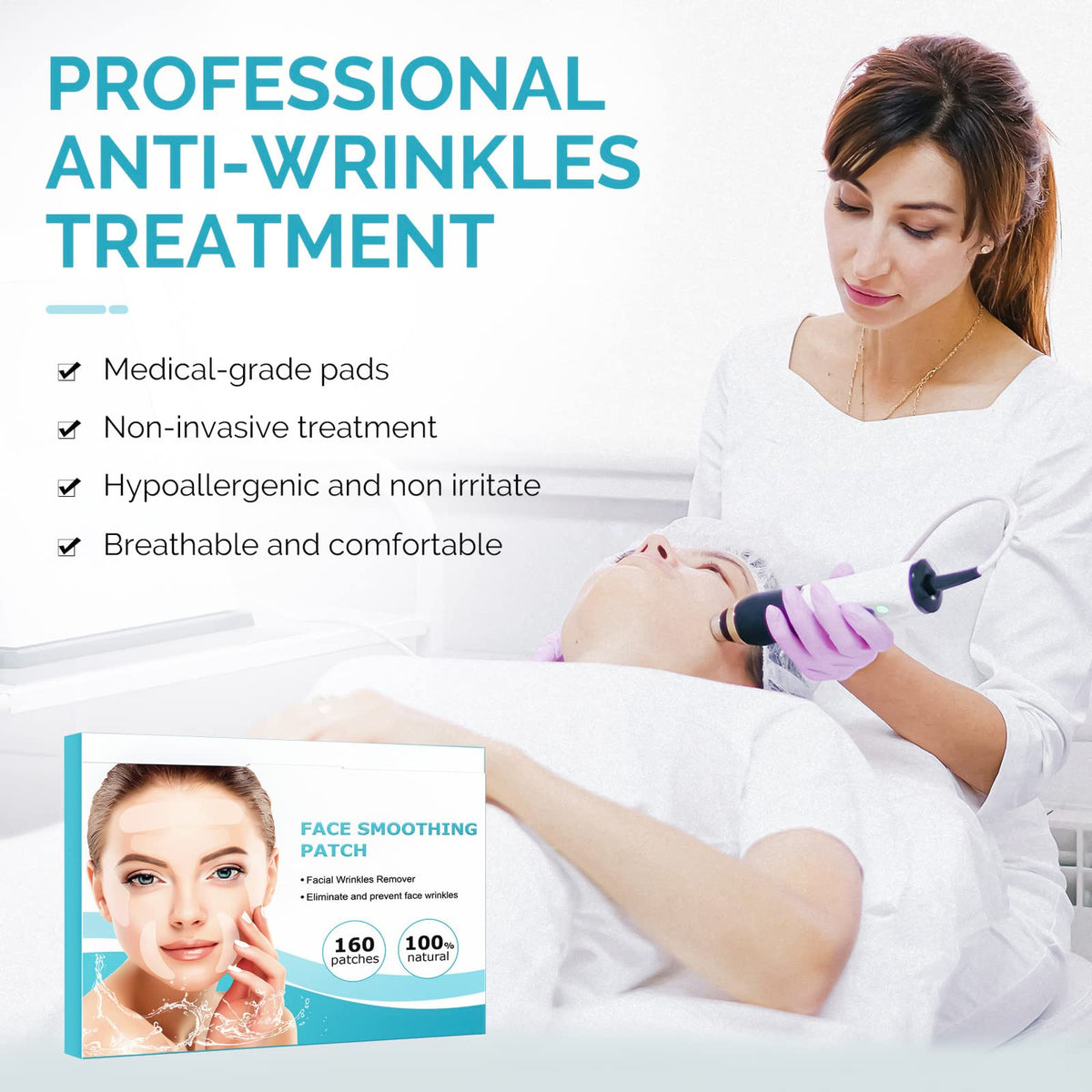 XUNIQ upper lip patch in place demonstrating lip line smoothing