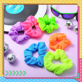 XunYee neon scrunchie holding a ponytail, secure hold during activity