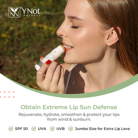 Y Not Natural open lip balm stick showing smooth texture and easy application