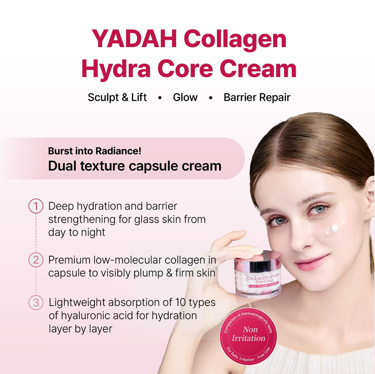 YADAH open jar showing collagen capsules melting for concentrated hydration